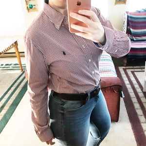 Ralph Lauren | Striped Slim Fit Button Down Blouse